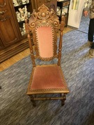 Rzeźbiony komplet stołowy (jadalniany), stół rozkładany + 6 krzeseł