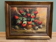 Jarzębina, obraz olejny, szpachelka, blejtrama, piękna oprawa