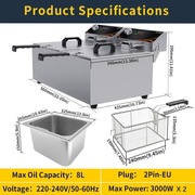 Frytkownica gastronomiczna DULNICE 16L 2 komorowa 2 x 3000W stal nierdzewna