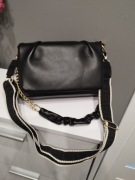 Mała czarna 3 w 1 pasek klasyczny i parciany motyw grecki eko skóra Premium