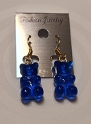 Kolczyki wiszące misie żelki chabrowe 