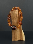 Bransoletka z naturalnego bursztynu baltyckiego i srebra proby 925.