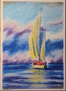 Obraz łódki pastelami a4
