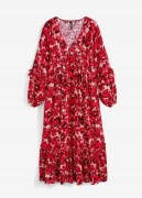 WZORZYSTA DŁUGA SUKIENKA BOHO Z FALBANAMI