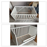 Łóżeczko dziecięce Ikea SUNDVIK i barierka Ike NATTAPA łóżko drewniane