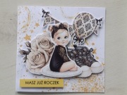 Kartkaokolicznościowa na roczek dla dziewczynki rękodzieło 