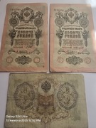 Ruble carskie papierowe 3szt. 3 i 10. Car Mikołaj II Romanow. Rosja carska.