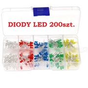 Diody LED 3mm 5mm 5 kolorów ARDUINO IoT zestaw 200szt. segregator