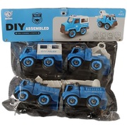 Zestaw autek policyjnych do skręcania- 4 szt.