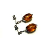 Fiolekart - Kolczyki, biżuteria artystyczna  - bursztyn oliwki