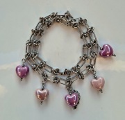 Naszyjnik ze stali nierdzewnej i ceramicznych serc