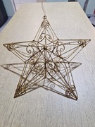 Gwiazda 3D ażurowa złota metalowa duża do powieszenia 34cm 