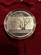 Srebrna moneta 20zł 65 rocznica powstania w getcie warszawskim z 2008 r.