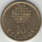 Portugalia 10 escudo escudos 1998 - 23,5 mm