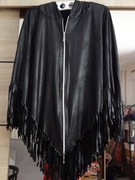 Peleryna, płaszcz, frędzle, kaptur, boho, hippie, r. 46-54, lub oversize. 