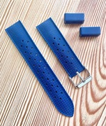 Pasek do zegarka, niebieski / granatowy, gumowy, 20mm