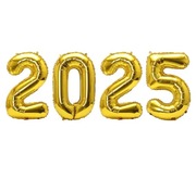 Balony 2025 SYLWESTER 40CM CYFRY NOWY ROK (tasiemka w zestawie)