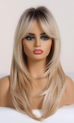 Piękna peruka, ombre blond, grzywka, długa, miękka