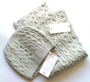 MANGO miętowa czapka + szalik komin z warkoczami 10-14 lat