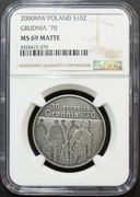 10 ZŁ 2000, 30. ROCZNICA GRUDNIA 70, NGC MS69 MATTE #44