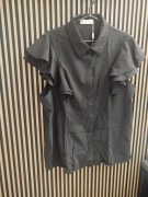 Elegancka czarna bluzka Belle Poque XXL falbanki nowa z metką