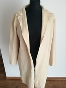 Sweter Płaszcz Wełna Merynosa Wełniany R XS S M Beż Narzutka BDB Śliczny