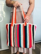 Torba na ramię, torebka do ręki ,kolorowe pasy. 