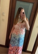 Długa kolorowa suknia / sukienka letnia w kwiaty H&M 42