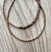 Zestaw dwóch bransoletek z labradorytem kawowym i koralikami Miyuki