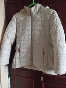 Kurtka damska pikowana z kapturem biała/ecru S/M