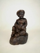 Drewniana figura chłopiec z owieczka vintage 