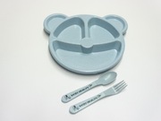 Talerzyk miś z przegródkami sztućce niemowlęce