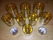 Zestaw złotych świeczników, dekoracja wnętrza 10 szt