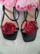 Klipsy do butów klamry bordowe burgundowe kwiaty róże okazje wesele