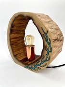 Lampka nocna stołowa drewno żywica 