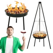 Grill Ogrodowy Węglowy 2w1 BBQ Palenisko Ruszt 1000cm