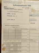 Niemiecka karta podatkowa Tempelhof Berlin 1995 r