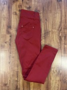 Czerwone spodnie 98% bawełna rurki wysoki stan M elastyczne