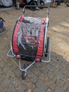 Przyczepka rowerowa dla dzieci AL04 amortyzowana czerwona