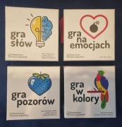 Zestaw gier. Gra na pozorów, gra słów, gra w kolory, gra na emocjach