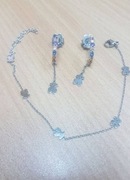 Komplet biżuterii z misiem kolczyki bransoletka kamyczki