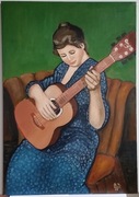 Obraz olejny "Gitarzystka"