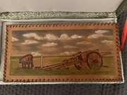 Skórzana płaskorzeźba ręcznie wykonana 