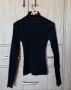 Zara bluzka z długim rękawem prążkowana dzianina S półgolf