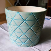 Ceramiczna osłonka doniczka na kwiatek, 13 cm, turkusowa