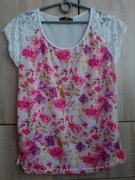 Bluzka t-shirt kwiaty koronka XL