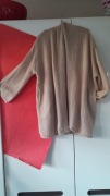 ZARA SWETER OVERSIZE KARDIGAN NUDE WEŁNA MOHER S/M