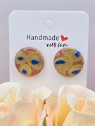 Kolczyki recznie robione Złota Impresja, glinka polimerowa, żywica