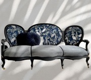 Welurowa Sofa Ludwik w żurawie, złoty, czarny 