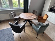 Duży stół okrągły 130 cm Drewniany Gruby Blat Metalowe Nogi Loftowy